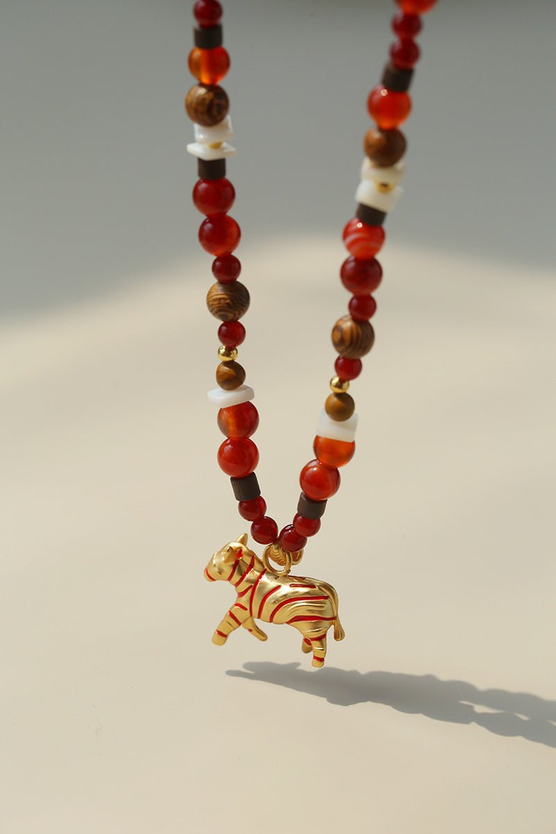 Zebra Enamel Beaded Necklace - floysun