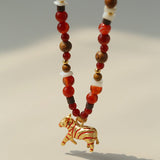 Zebra Enamel Beaded Necklace - floysun