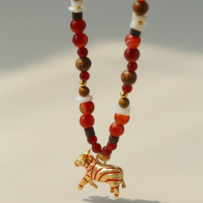 Zebra Enamel Beaded Necklace - floysun