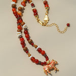 Zebra Enamel Beaded Necklace - floysun