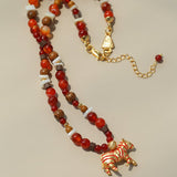 Zebra Enamel Beaded Necklace - floysun