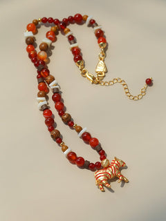 Zebra Enamel Beaded Necklace - floysun