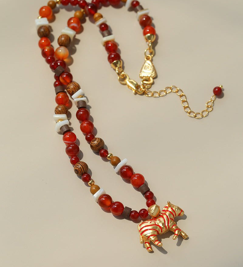 Zebra Enamel Beaded Necklace - floysun