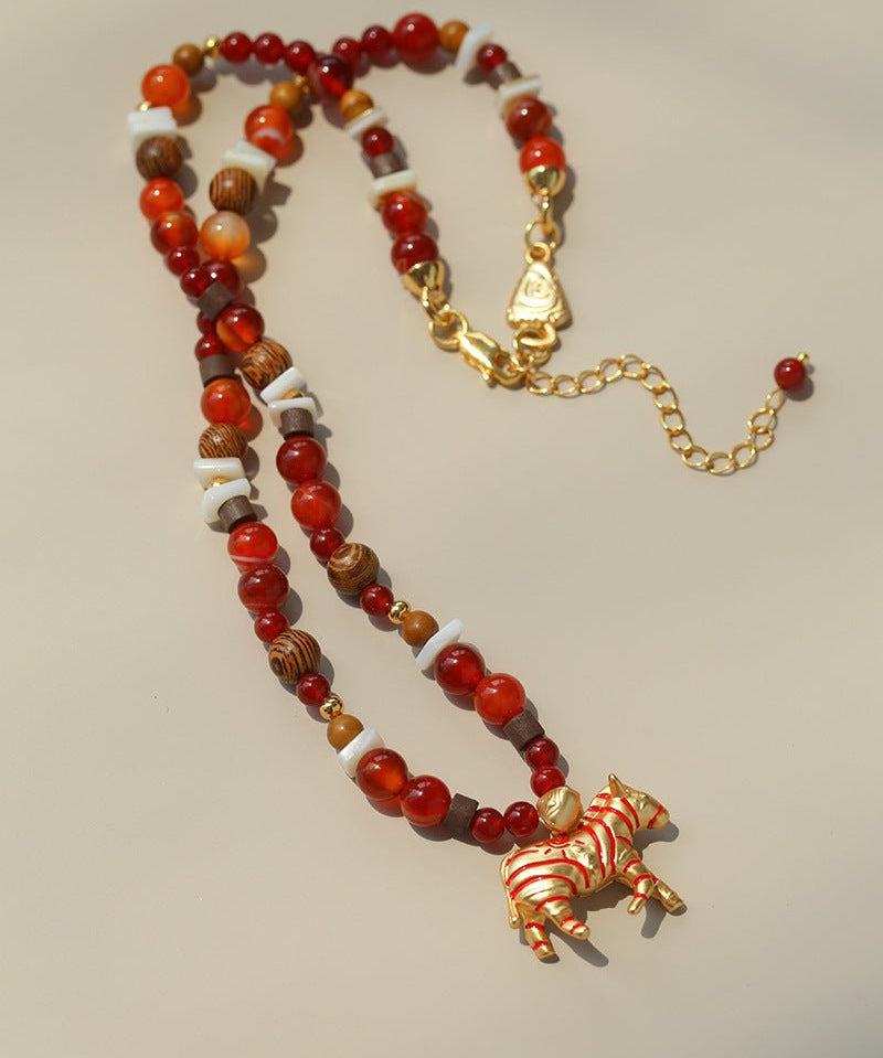 Zebra Enamel Beaded Necklace - floysun