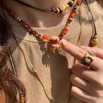 Zebra Enamel Beaded Necklace - floysun