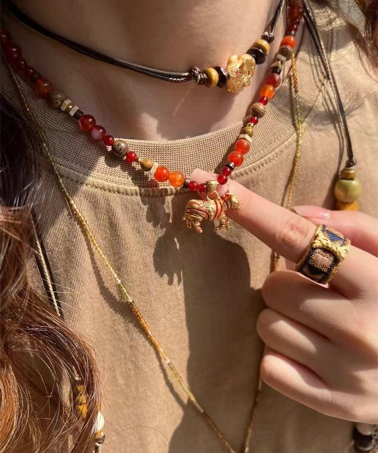 Zebra Enamel Beaded Necklace - floysun