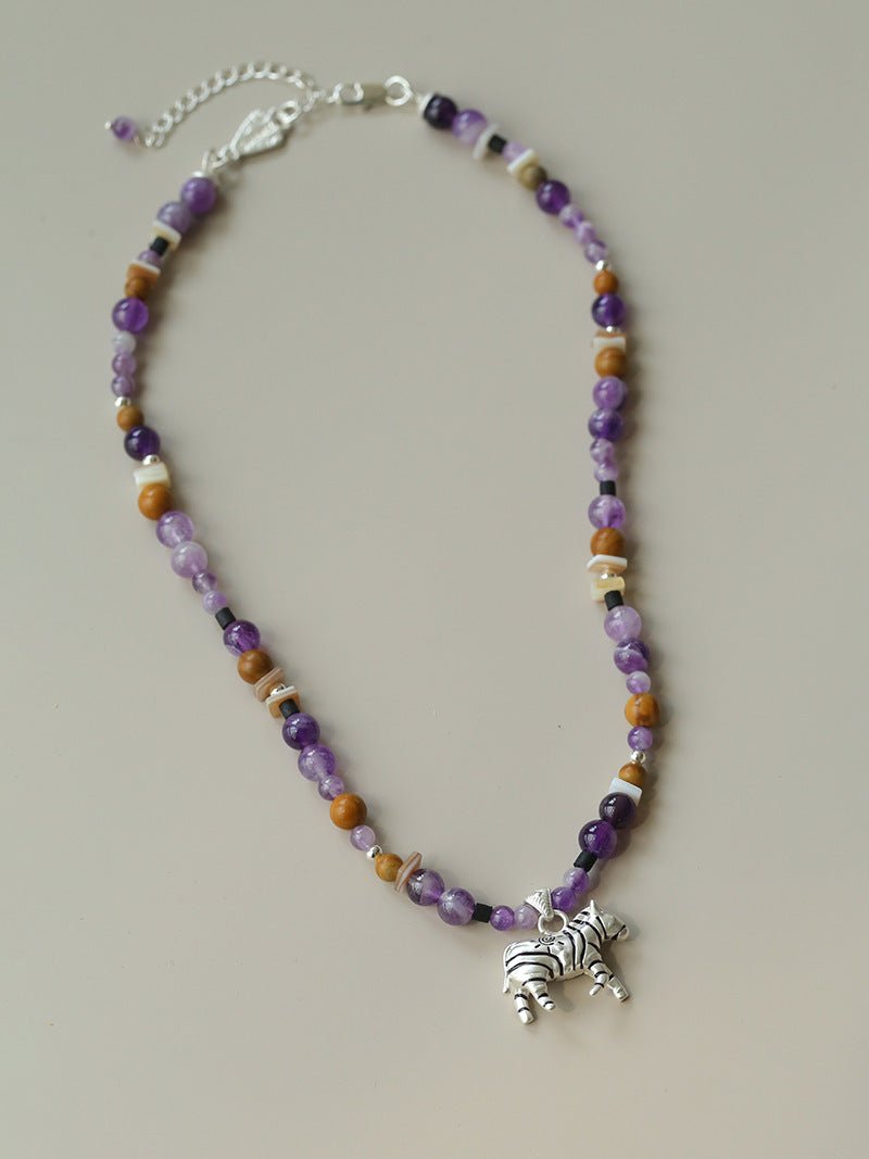 Zebra Enamel Beaded Necklace - floysun