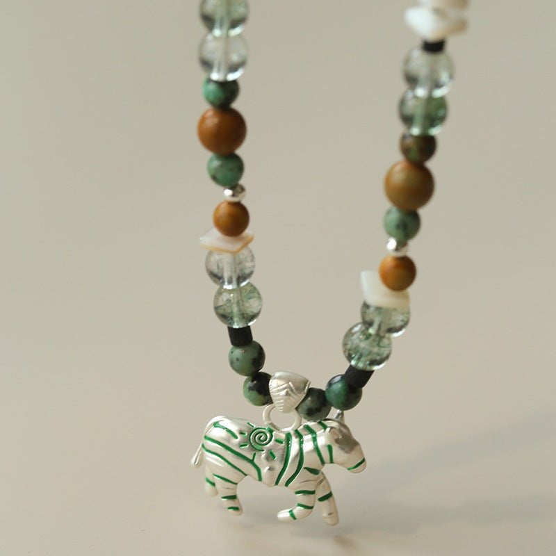 Zebra Enamel Beaded Necklace - floysun