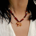 Zebra Enamel Beaded Necklace - floysun