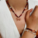 Zebra Enamel Beaded Necklace - floysun