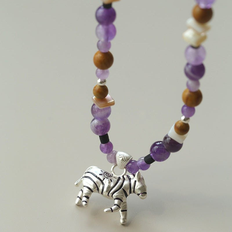 Zebra Enamel Beaded Necklace - floysun