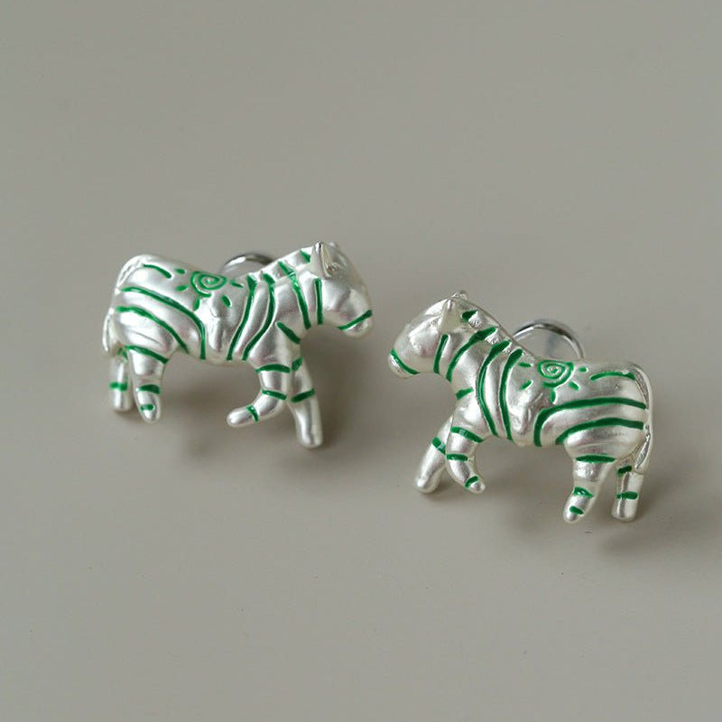 Zebra Enamel Stud Earrings - floysun