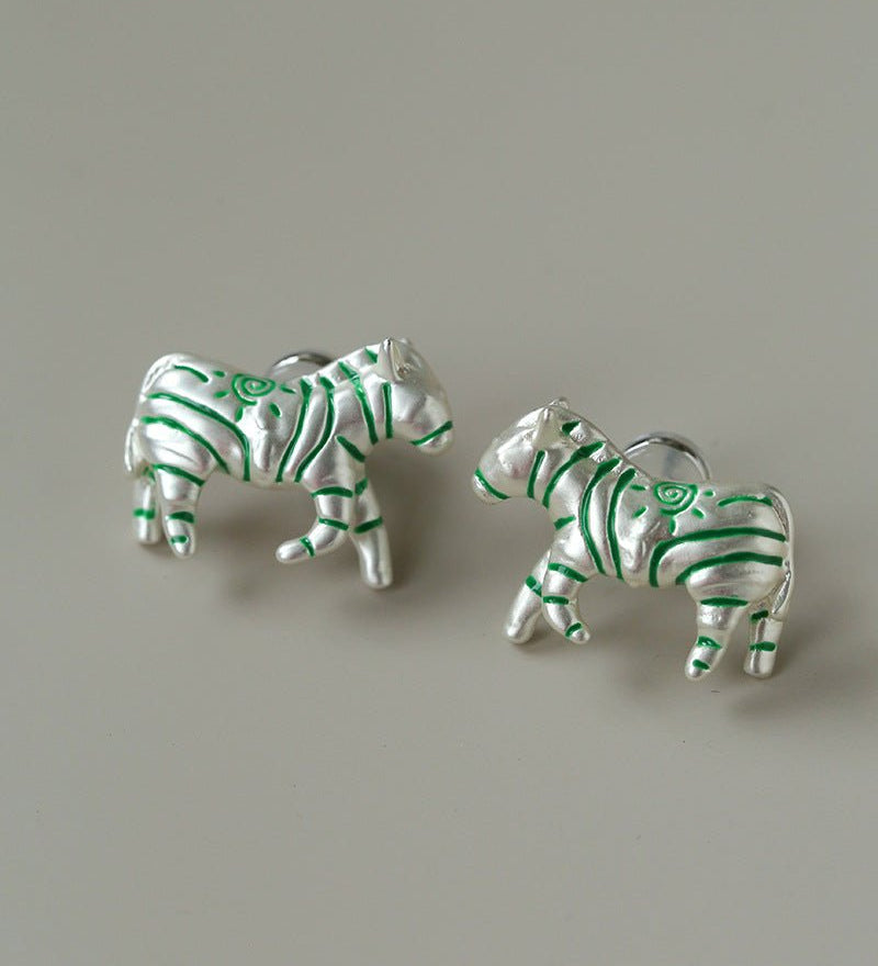 Zebra Enamel Stud Earrings - floysun