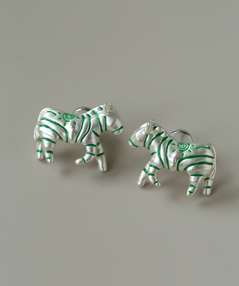 Zebra Enamel Stud Earrings - floysun
