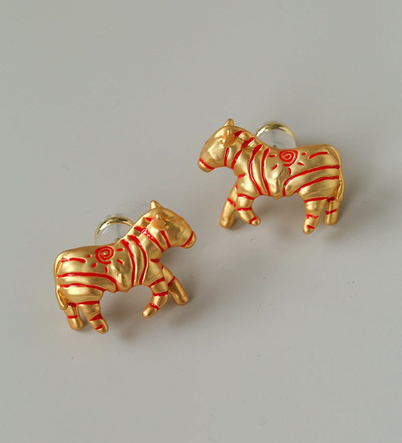 Zebra Enamel Stud Earrings - floysun
