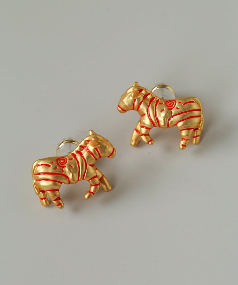 Zebra Enamel Stud Earrings - floysun