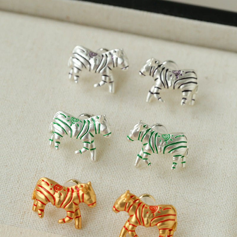 Zebra Enamel Stud Earrings - floysun