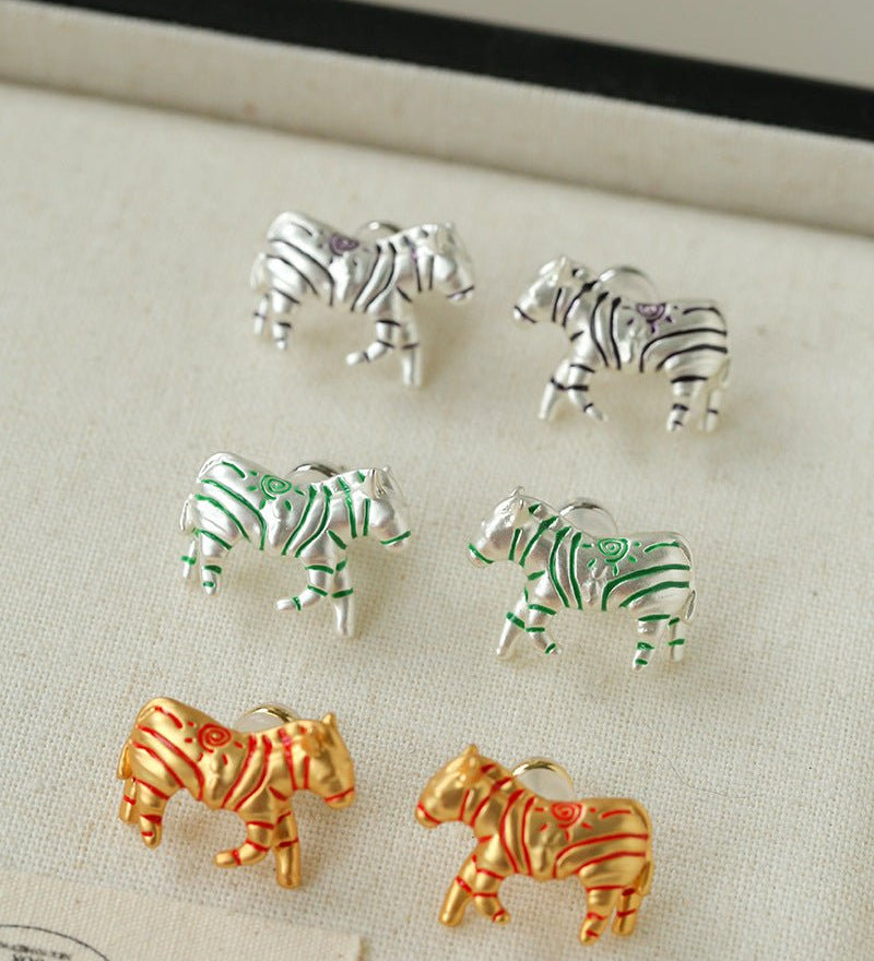 Zebra Enamel Stud Earrings - floysun