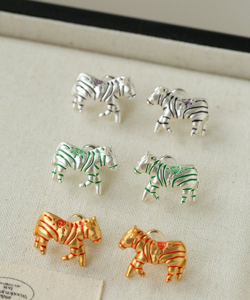 Zebra Enamel Stud Earrings - floysun