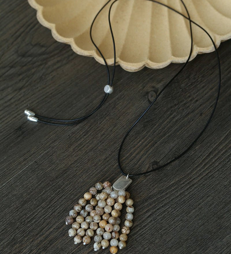 Zebra Stone Tassel Necklace - floysun
