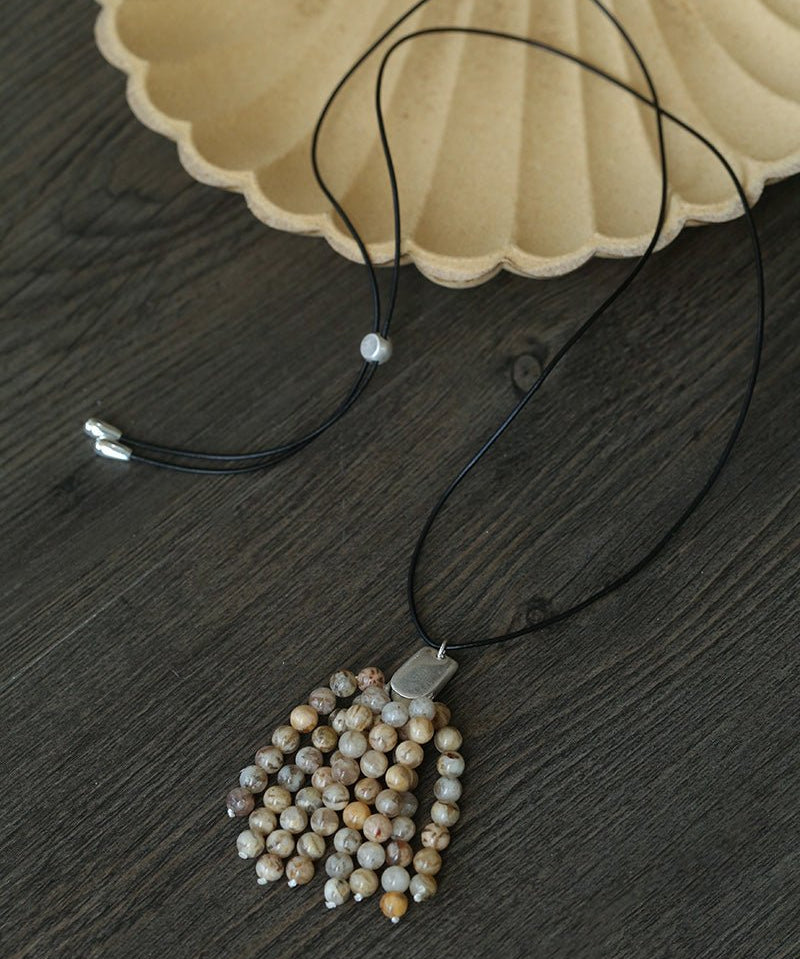 Zebra Stone Tassel Necklace - floysun