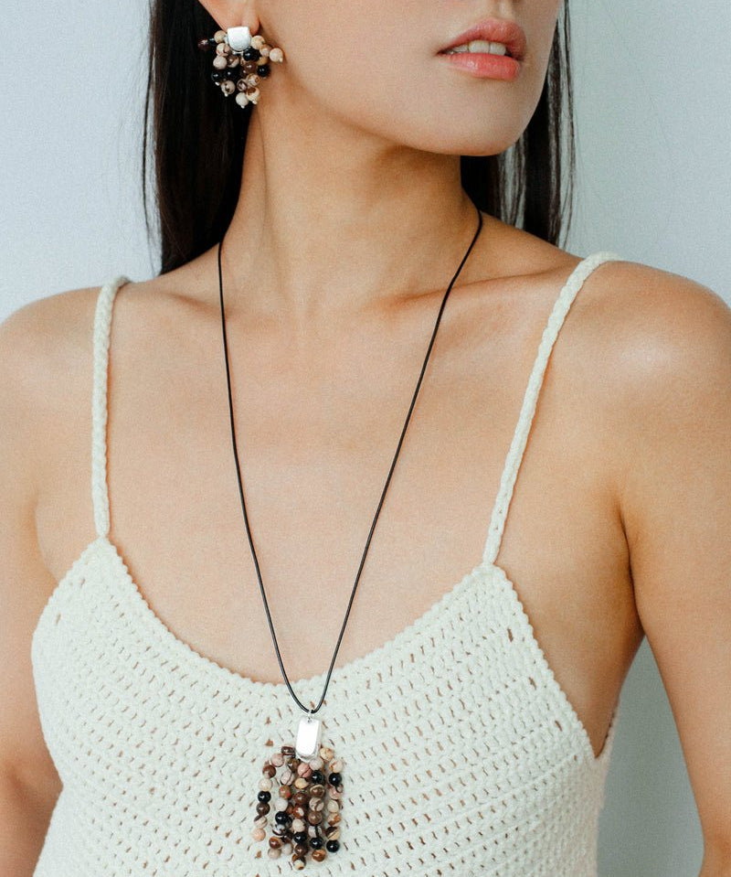 Zebra Stone Tassel Necklace - floysun