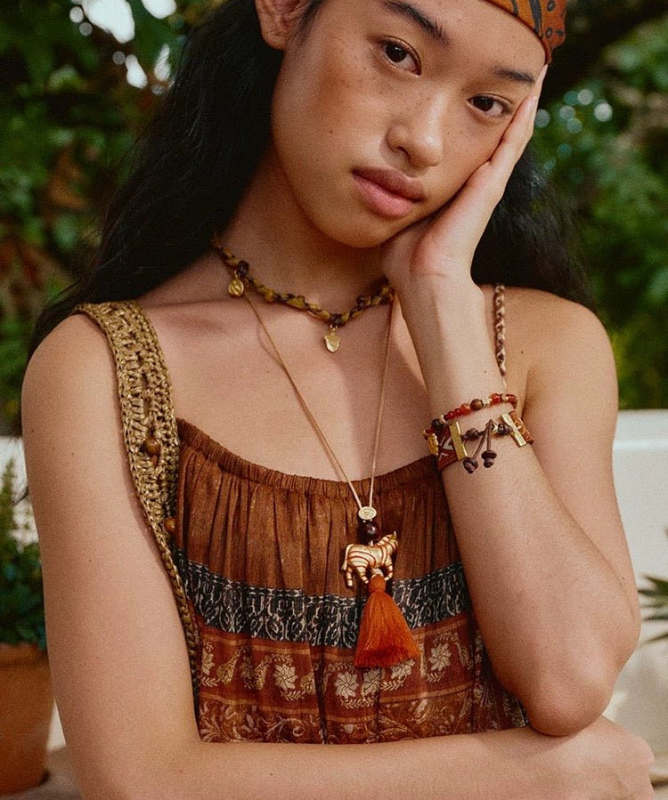 Zebra Tassel Long Necklace - floysun