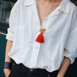 Zebra Tassel Long Necklace - floysun