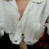 Zebra Tassel Long Necklace - floysun