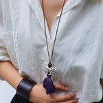 Zebra Tassel Long Necklace - floysun