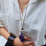 Zebra Tassel Long Necklace - floysun