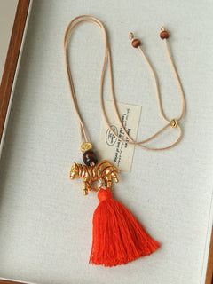 Zebra Tassel Long Necklace - floysun