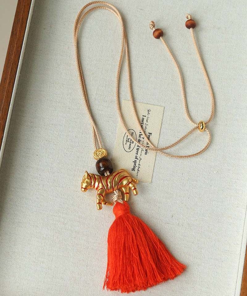Zebra Tassel Long Necklace - floysun
