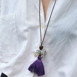 Zebra Tassel Long Necklace - floysun