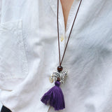 Zebra Tassel Long Necklace - floysun