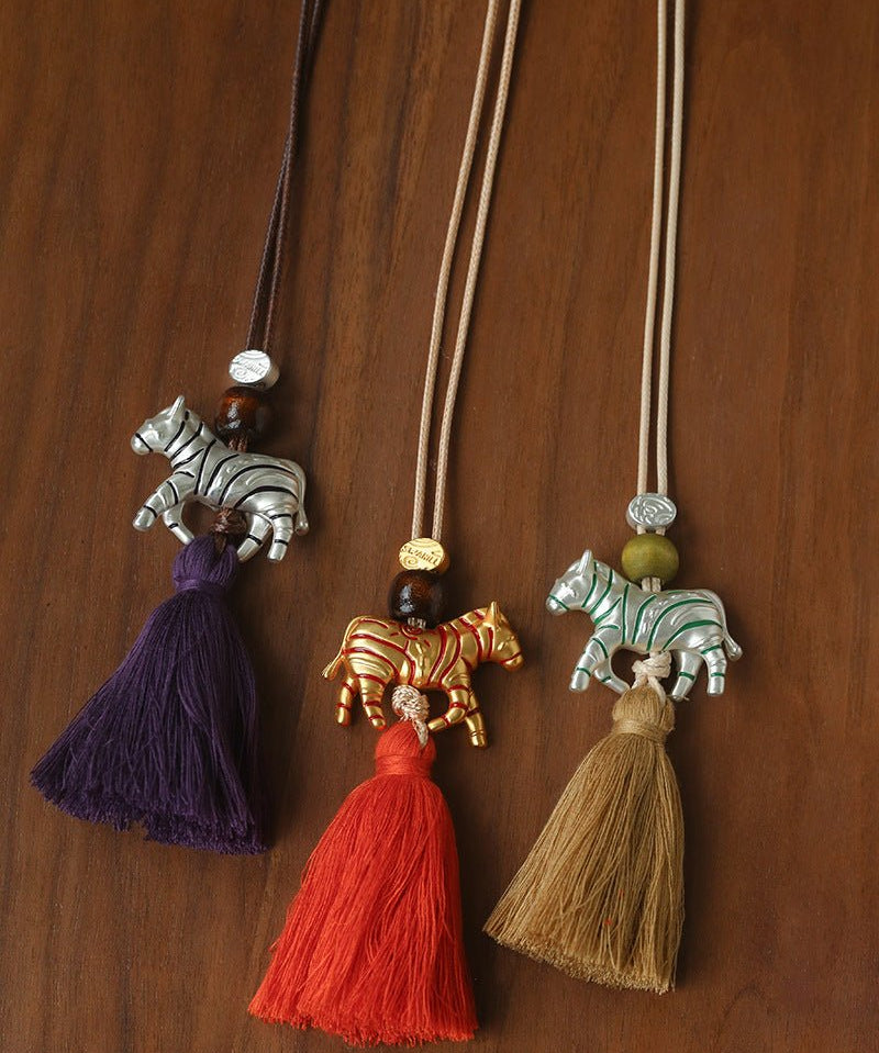 Zebra Tassel Long Necklace - floysun