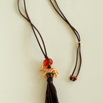 Zodiac Horse Long Suede Tassel Necklace - floysun