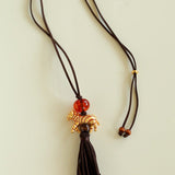 Zodiac Horse Long Suede Tassel Necklace - floysun
