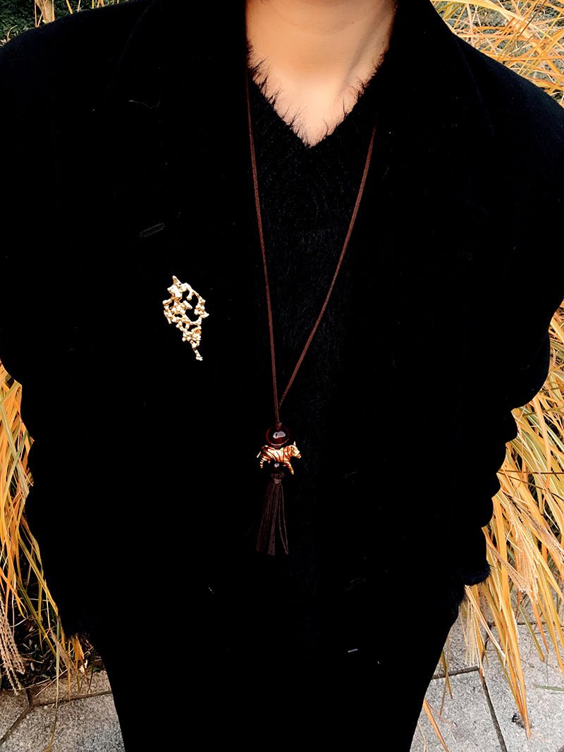 Zodiac Horse Long Suede Tassel Necklace - floysun