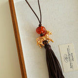 Zodiac Horse Long Suede Tassel Necklace - floysun