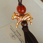 Zodiac Horse Long Suede Tassel Necklace - floysun