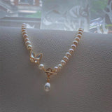 14K gold-filled Butterfly Freshwater Pearl Necklace - floysun
