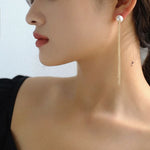 14K Gold-Filled Freshwater Pearl Long Tassel Earrings - floysun