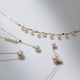 14K Gold Filled Retro Pearl Chain Pearl Necklace C - floysun