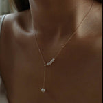 14K Gold Filled Retro Pearl Y-chain Pearl Necklace D - floysun