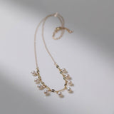14K Gold Vintage Pearl Tassel Necklace B - floysun