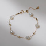 14k Gold Vintage Starry Pearl Bracelet - floysun