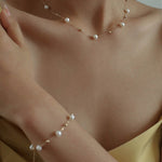 14k Gold Vintage Starry Pearl Bracelet - floysun