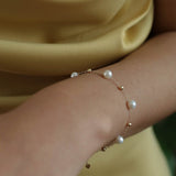 14K Gold Vintage Starry Pearl Necklace - floysun