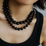 14mm Black Agate Beaded Necklace ОТ Buckle - floysun